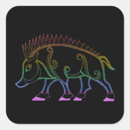 Pegatina Cuadrada Oscuro arcoiris