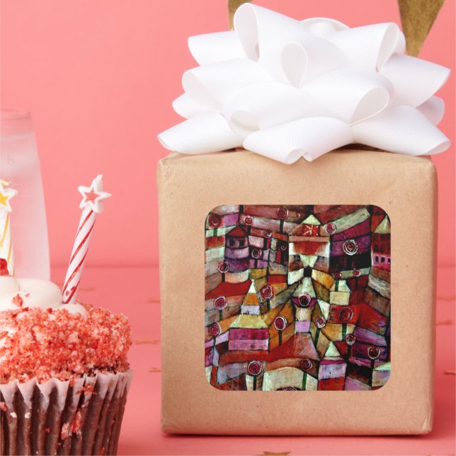 Pegatina Cuadrada Ose Garden, pintura de Paul Klee (Fiesta)