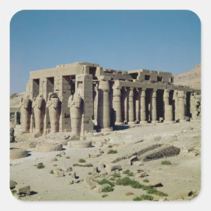 Pegatina Cuadrada Osiride figura Ramesses II que flanquea las