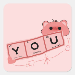 Pegatina Cuadrada Osito Adorable Enamorado Sticker