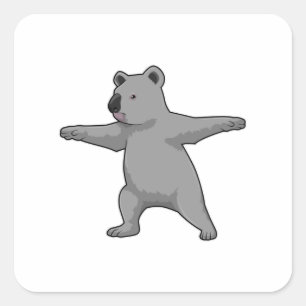 Pegatina Cuadrada Osito Koala en el gimnasio del yoga