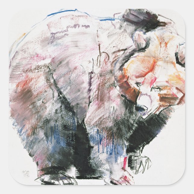 Pegatina Cuadrada Oso (Anverso)