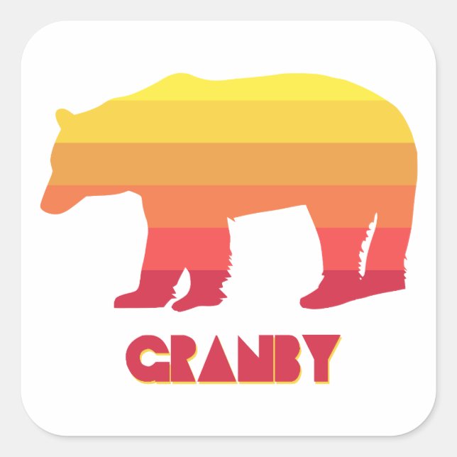 Pegatina Cuadrada Oso Arcoíris de Granby Colorado (Anverso)