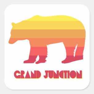 Pegatina Cuadrada Oso Arcoíris de Grand Junction Colorado
