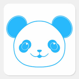 Pegatina Cuadrada Oso azul de Kawaii Panda