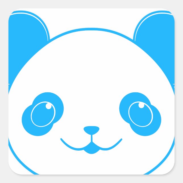 Pegatina Cuadrada Oso azul de Kawaii Panda (Anverso)