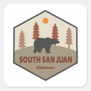 Pegatina Cuadrada Oso Colorado del Sur de San Juan