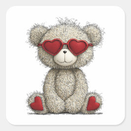 Pegatina Cuadrada Oso de Amor