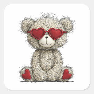 Pegatina Cuadrada Oso de Amor