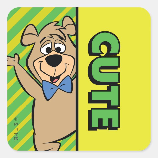 Pegatina Cuadrada Oso De Boo-Boo-Cute (Anverso)