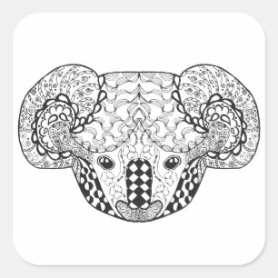Pegatina Cuadrada Oso de koala inspirado