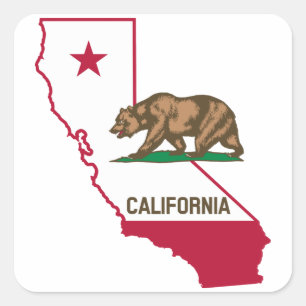 Pegatina Cuadrada Oso de la bandera de California
