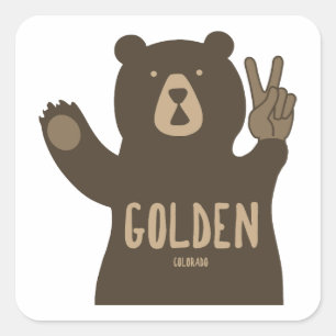 Pegatina Cuadrada Oso de la Paz de Golden Colorado
