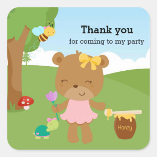 Pegatina Cuadrada Oso de miel