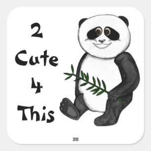 Pegatina Cuadrada Oso de panda demasiado lindo