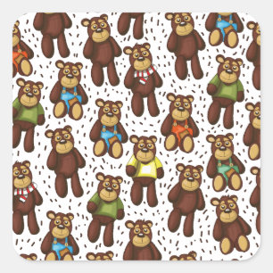 Pegatina Cuadrada Oso de peluche