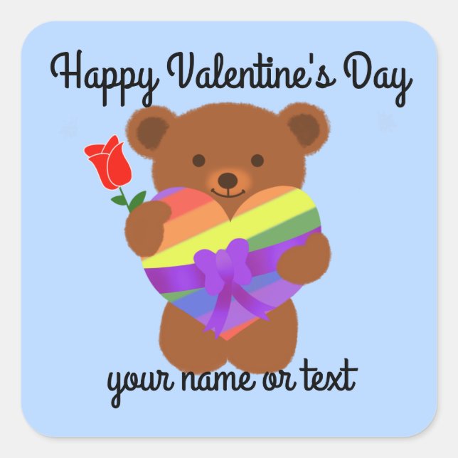 Pegatina Cuadrada Oso de peluche #2 Pegatinas (Anverso)