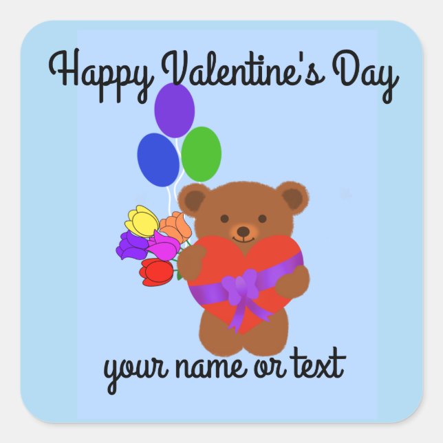 Pegatina Cuadrada Oso de peluche #4 Pegatinas (Anverso)