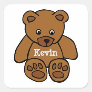 Pegatina Cuadrada oso de peluche marrón - personalizado