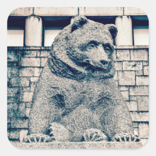 Pegatina Cuadrada Oso de piedra