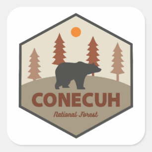 Pegatina Cuadrada Oso del Bosque Nacional Conecuh