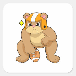 Pegatina Cuadrada Oso en deportes de fútbol