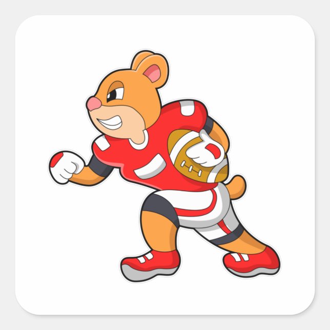Pegatina Cuadrada Oso en deportes de fútbol (Anverso)
