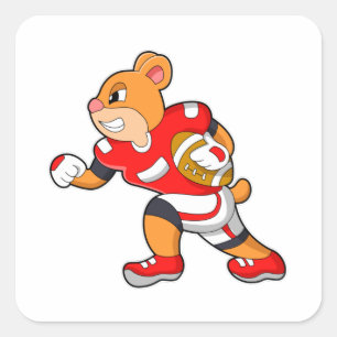 Pegatina Cuadrada Oso en deportes de fútbol