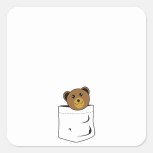 Pegatina Cuadrada Oso en el bolsillo