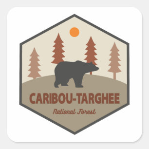 Pegatina Cuadrada Oso Forestal Nacional Caribou-Targhee