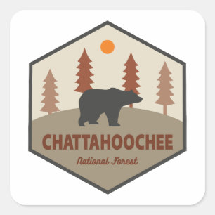 Pegatina Cuadrada Oso Forestal Nacional de Chattahoochee