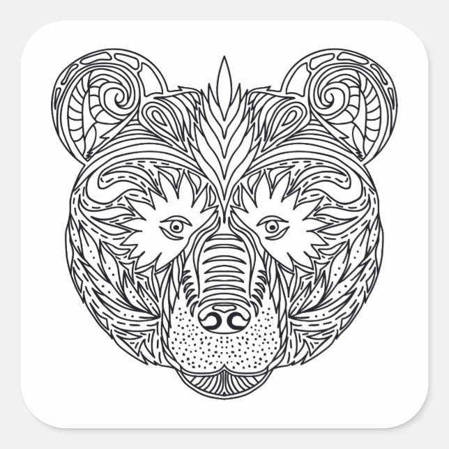 Pegatina Cuadrada Oso inspirado (Anverso)