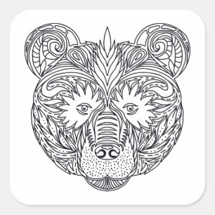 Pegatina Cuadrada Oso inspirado