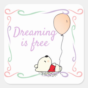 Pegatina Cuadrada Oso libre de sueños con globos