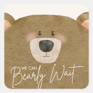 Pegatina Cuadrada Oso lindo Podemos anticipar Baby Shower de espera 