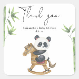 Pegatina Cuadrada Oso panda baby shower gracias