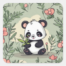 Oso panda parlanchín con flores