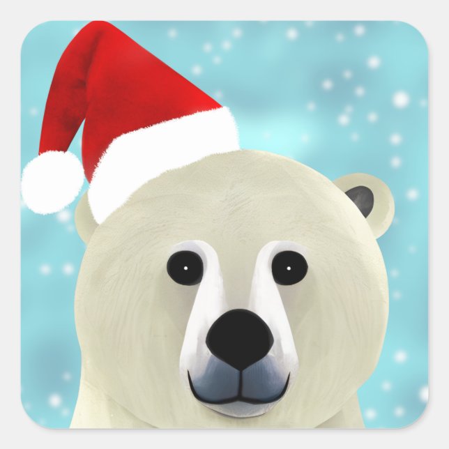 Pegatina Cuadrada Oso polar (Anverso)