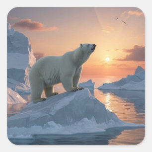 Pegatina Cuadrada Oso polar