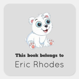 Pegatina Cuadrada Oso polar blanco