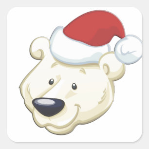 Pegatina Cuadrada Oso polar del navidad