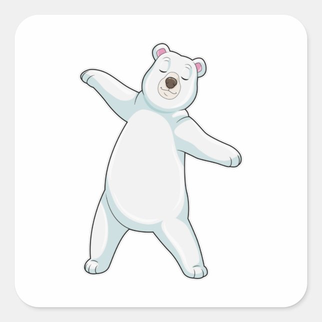 Pegatina Cuadrada Oso polar en el gimnasio del yoga en pie (Anverso)