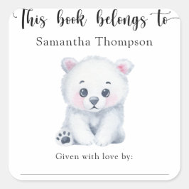 Pegatina Cuadrada Oso polar - este libro pertenece a