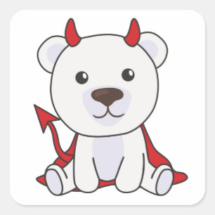 Pegatina Cuadrada Oso Polar Halloween Infantes malvados brujos Escua