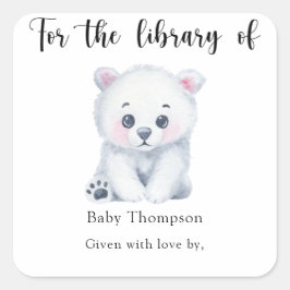 Pegatina Cuadrada Oso polar - para la biblioteca de