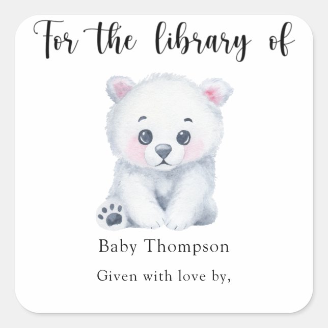 Pegatina Cuadrada Oso polar - para la biblioteca de (Anverso)