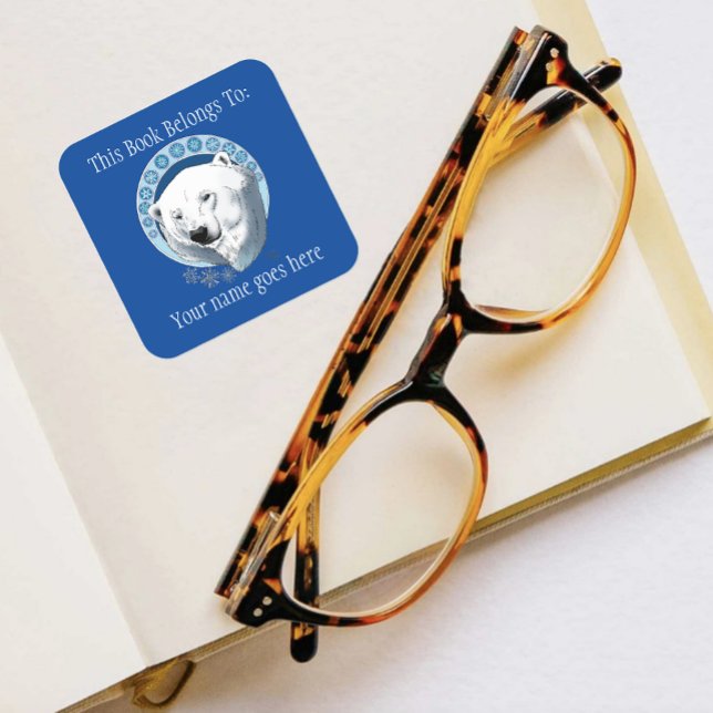 Pegatina Cuadrada Oso Polar Snowflakes Bookplate Art Nouveau (Subido por el creador)