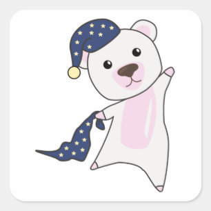 Pegatina Cuadrada Oso Polar Teddy Bear Bear Sleepyhead Bear