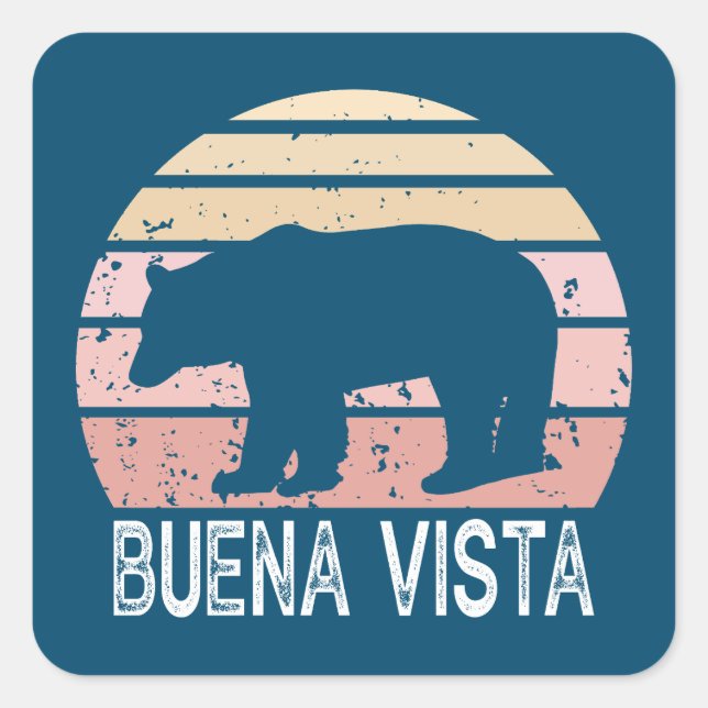Pegatina Cuadrada Oso retro de Buena Vista Colorado (Anverso)