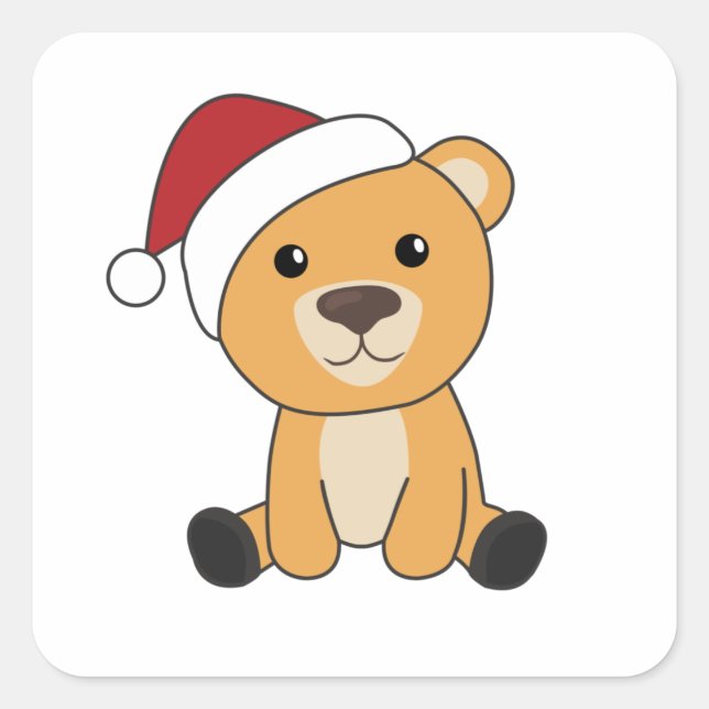 Pegatina Cuadrada Osos coloridos Feliz Navidad Animales de Invierno (Anverso)